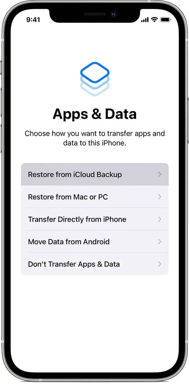 Restoring iphone data from iCloud backup