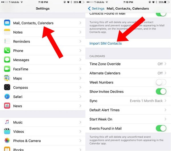 import contacts from sim card to iPhone