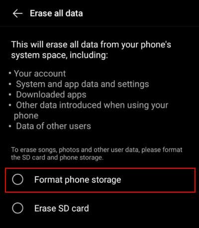 erase data to fix screen flickering android